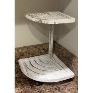 New Decorative Wood Riser for Display, 2-Tier Farmhouse Corner Shelf